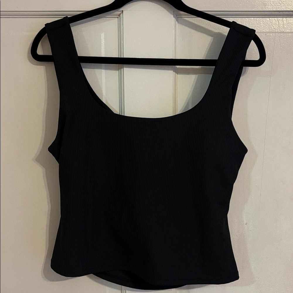 Black Ribbed Tank Top with Bra -Fabletics